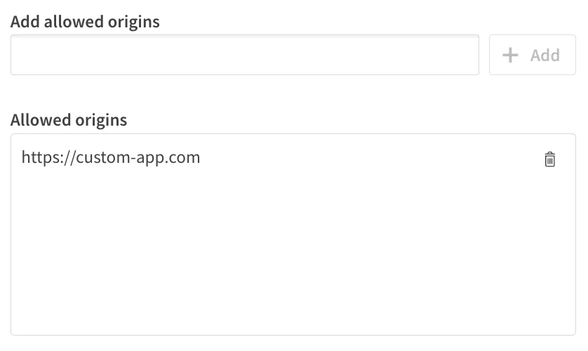 Allowed Origins configuration for browser apps