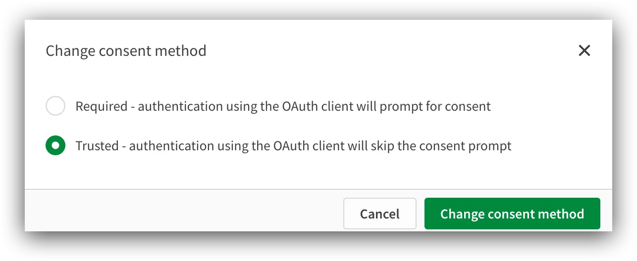 Consent configuration screen